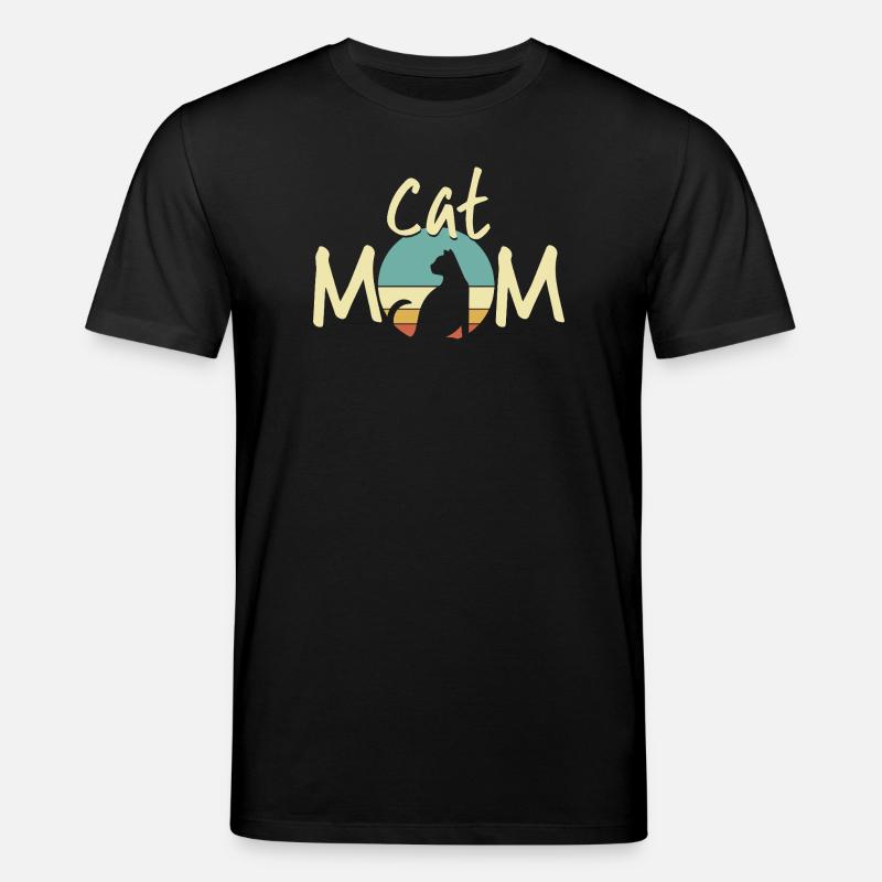 Chat Maman Coucher de Soleil Illustration - Cadeau d’Amant Chaton - T-shirt bio CREATOR Stanley/Stella Unisexe - noir
