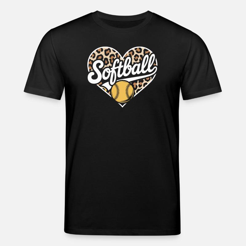 Leopard Muster Softball Herz Design - Stanley/Stella Unisex Bio-T-Shirt CREATOR  - Schwarz