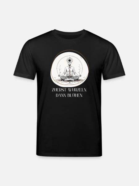 Root meditation with flower crown - Stanley/Stella CREATOR Unisex Organic T-Shirt - black