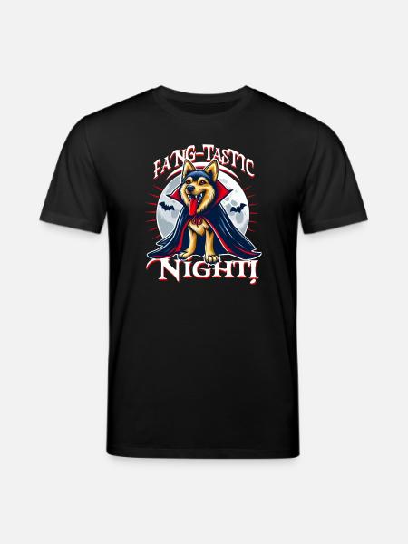 Vampire Dog Fang-tastic Halloween Night - Stanley/Stella CREATOR Unisex Organic T-Shirt - black