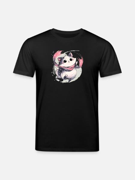 Chaton câlin avec écharpe rose - T-shirt bio CREATOR Stanley/Stella Unisexe - noir