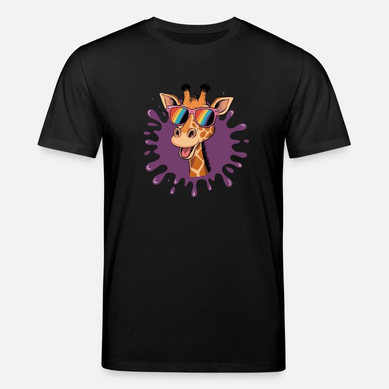 Fröhliche Giraffe Mit Regenbogenbrille Im Coolen - Stanley/Stella Unisex Bio-T-Shirt CREATOR - Schwarz