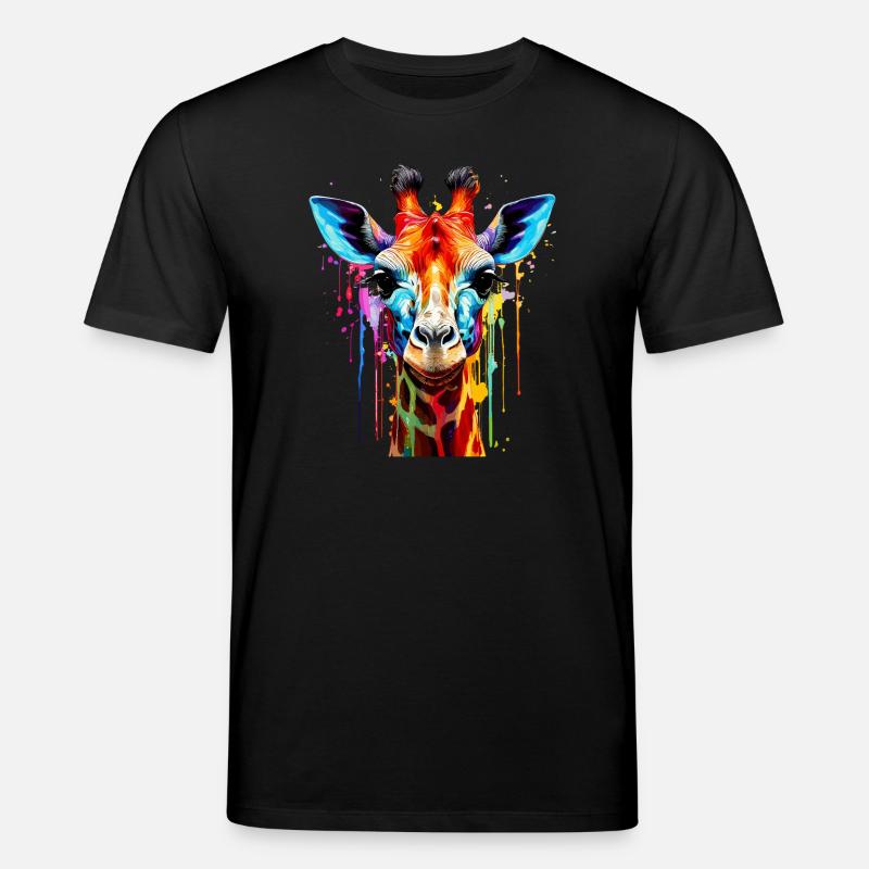 Lebendige Giraffe Farbexplosion - Stanley/Stella Unisex Bio-T-Shirt CREATOR  - Schwarz
