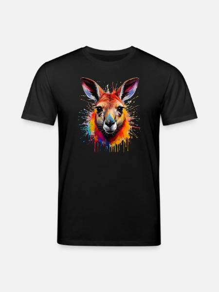 Känguru Farbexplosion Portrait - Stanley/Stella Unisex Bio-T-Shirt CREATOR - Schwarz