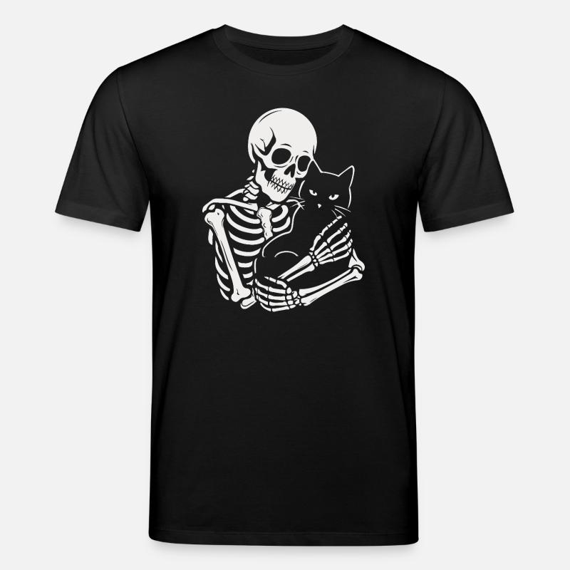 Skelett streichelt schwarze Katze - Stanley/Stella Unisex Bio-T-Shirt CREATOR - Schwarz