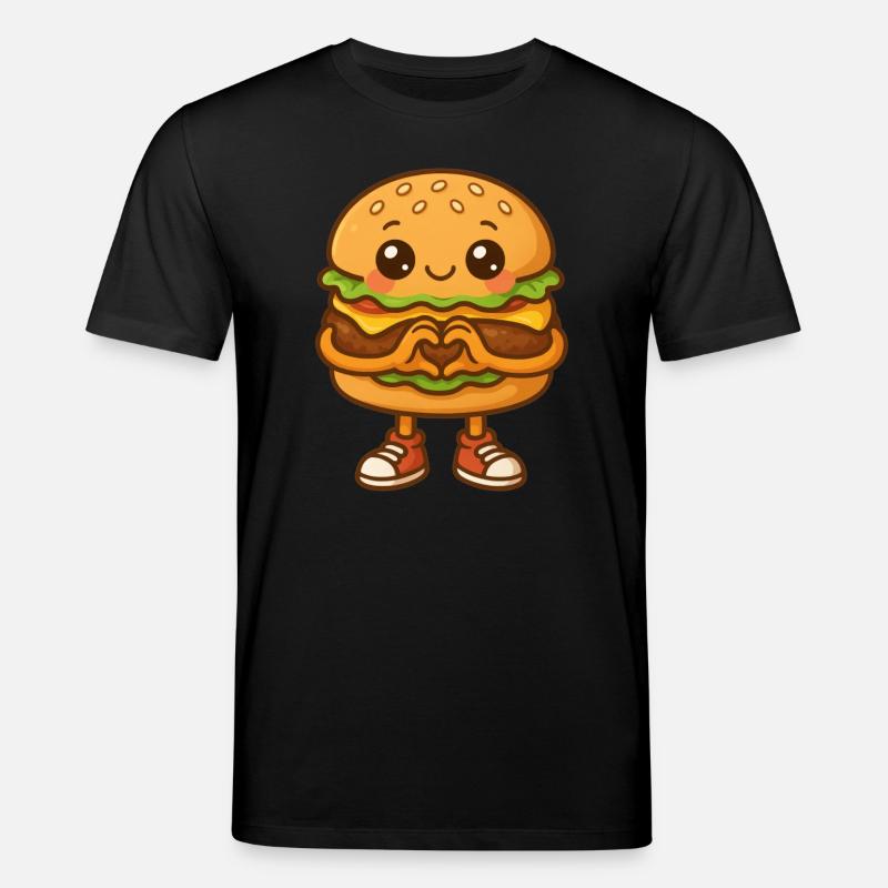 Kawaii Hamburger Herzchenfreund - Stanley/Stella Unisex Bio-T-Shirt CREATOR  - Schwarz