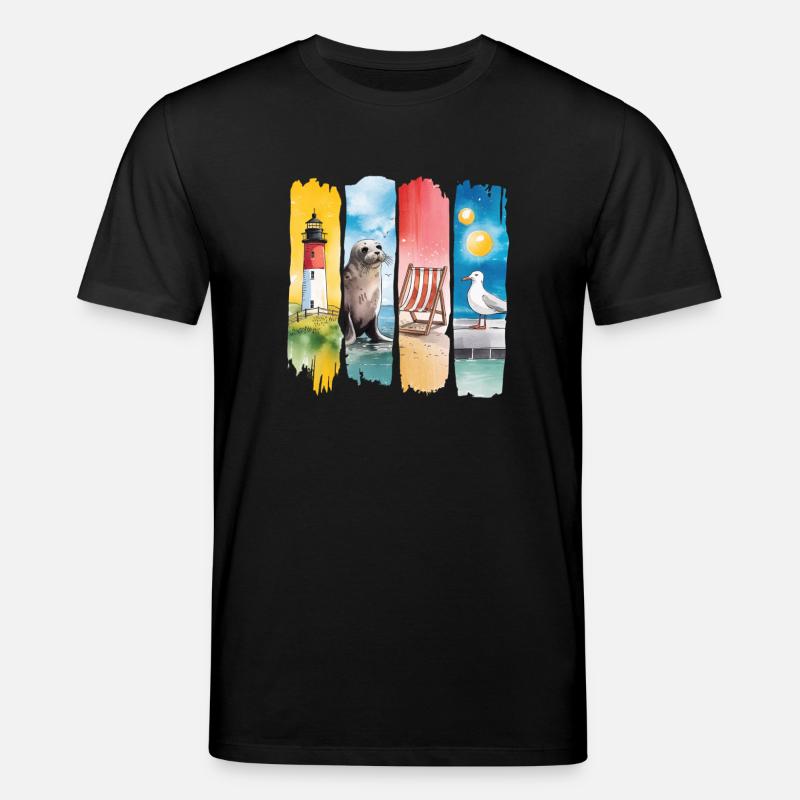 Maritim Leuchtturm Robbe Möwe Küste - Stanley/Stella Unisex Bio-T-Shirt CREATOR  - Schwarz