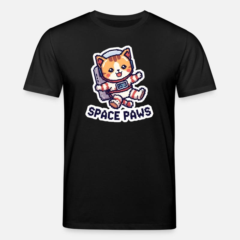 Space Paws – Chat pixel dans l’espace - T-shirt bio CREATOR Stanley/Stella Unisexe - noir