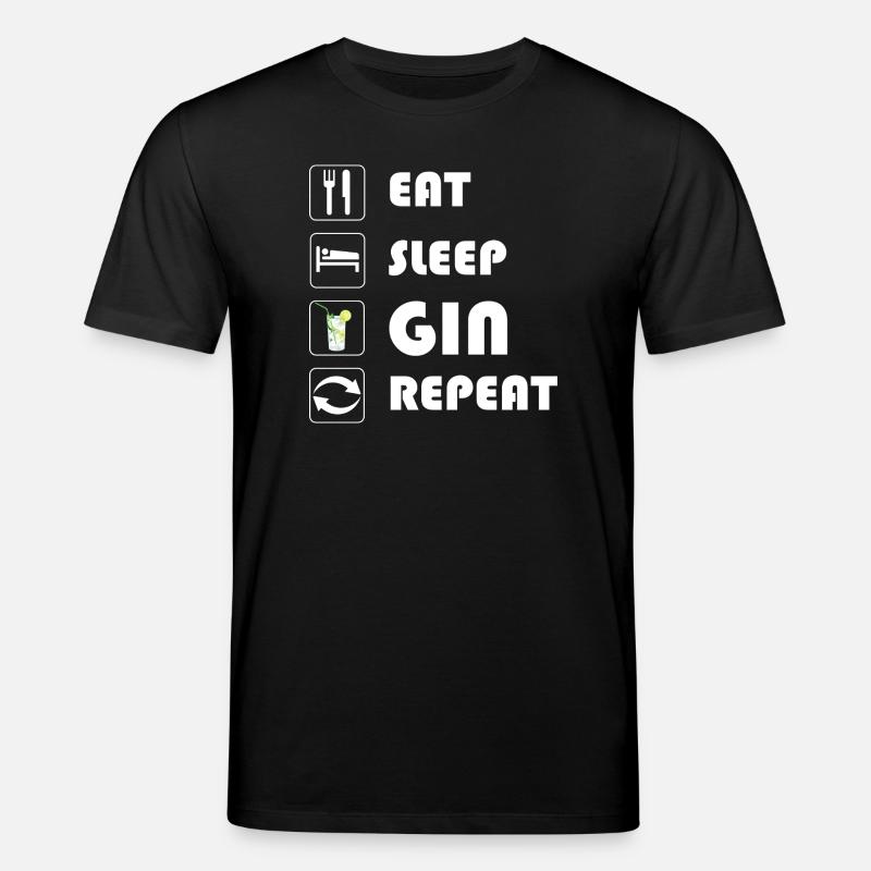 Gin Statement EAT SLEEP GIN REPEAT - Stanley/Stella Unisex Bio-T-Shirt CREATOR - Schwarz