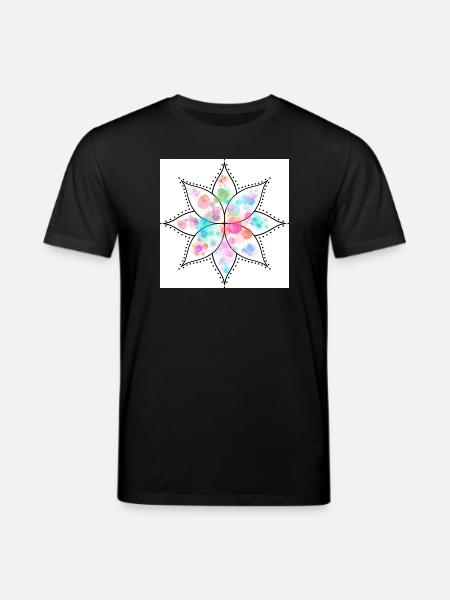 Mandala Fleur pastel Aquarelle - T-shirt bio CREATOR Stanley/Stella Unisexe - noir