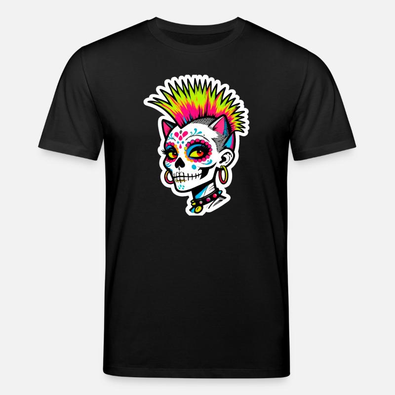 Punk Neon Totenschädel - Stanley/Stella Unisex Bio-T-Shirt CREATOR  - Schwarz