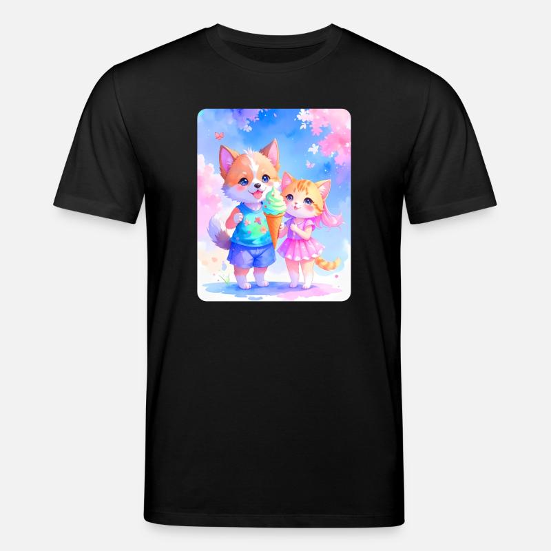 Toutou, chaton et crème glacée - T-shirt bio CREATOR Stanley/Stella Unisexe - noir