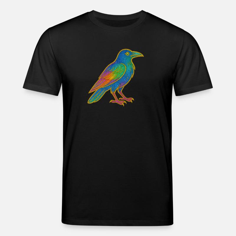 Rabe | Krähe | Regenbogen Vogel Glitzer Patch - Stanley/Stella Unisex Bio-T-Shirt CREATOR  - Schwarz