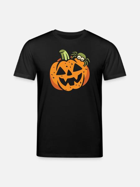 Lustiger Halloween-Kürbis mit Spinne - Stanley/Stella Unisex Bio-T-Shirt CREATOR - Schwarz