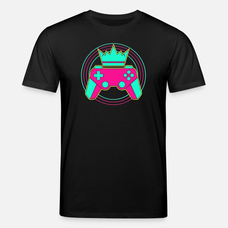 Controller Krone Neon Minimal Zocker Art - Stanley/Stella CREATOR Unisex Organic T-Shirt - black