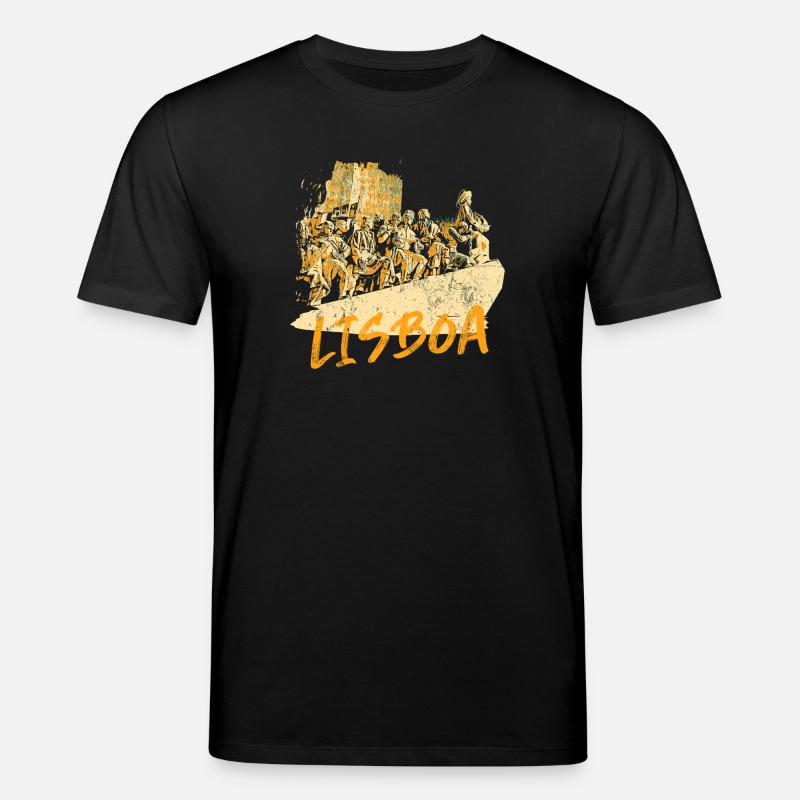 Monument Découvertes Lisbonne illustration ocre - T-shirt bio CREATOR Stanley/Stella Unisexe - noir