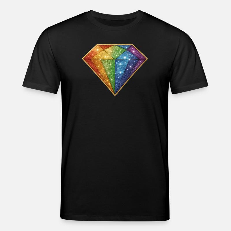 Regnbueglitterdiamant - Stanley/Stella CREATOR økologisk unisex T-skjorte - svart