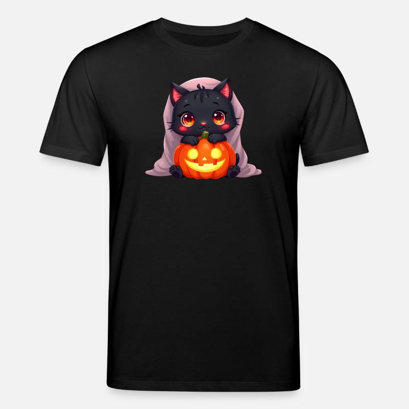 Chat d’Halloween avec citrouille d’Halloween - T-shirt bio CREATOR Stanley/Stella Unisexe - noir