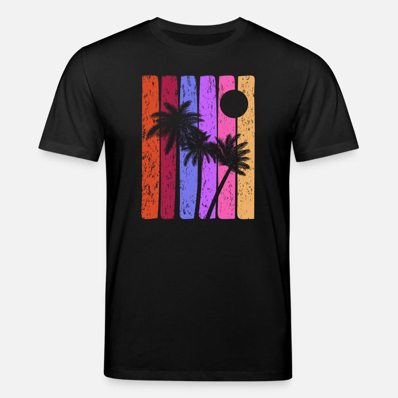 Rayures tropicales coucher de soleil - T-shirt bio CREATOR Stanley/Stella Unisexe - noir
