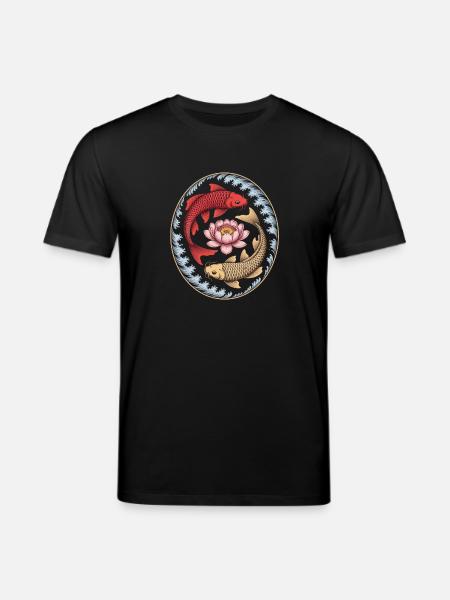 Koi Fish Lotus Flower Wave Art - Stanley/Stella CREATOR Unisex Organic T-Shirt - black