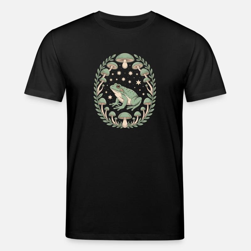 Grenouille et champignons avec ciel étoilé - T-shirt bio CREATOR Stanley/Stella Unisexe - noir