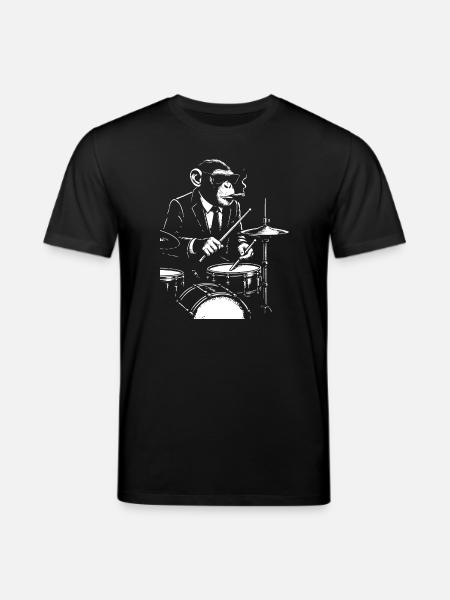 Jazz Monkey playing the Drums - Stanley/Stella CREATOR Unisex Organic T-Shirt - black