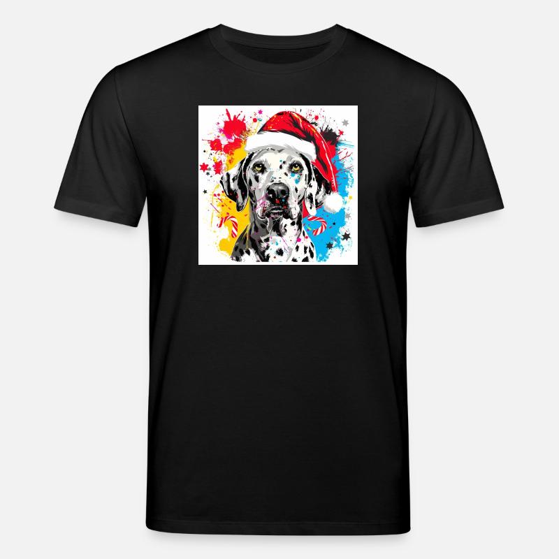 Fröhlicher Dalmatiner Santa Splash - Stanley/Stella Unisex Bio-T-Shirt CREATOR  - Schwarz