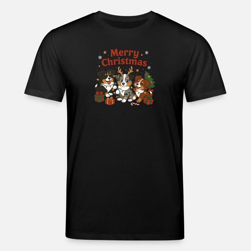 Süßes Australian Shepherd Weihnachtdesign - Stanley/Stella Unisex Bio-T-Shirt CREATOR  - Schwarz