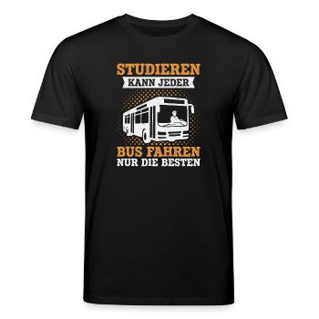 Linienbus Busfahrer Schulbus Busfahrerin Bus - Stanley/Stella Unisex Bio-T-Shirt CREATOR  - Schwarz - Vorne - Alina (178cm) & Michal (187cm)
