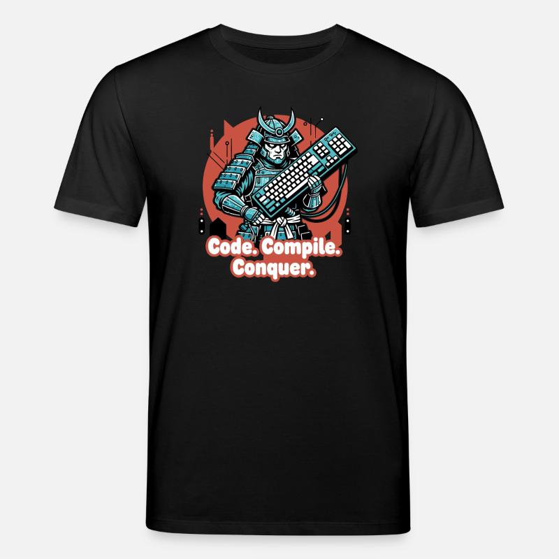 Code Battle Samurai with Keyboard - Stanley/Stella CREATOR Unisex Organic T-Shirt - black