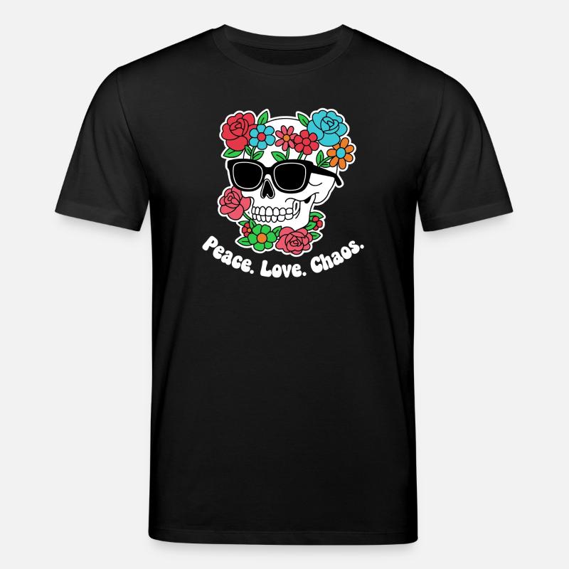Blumen-Skull mit Sonnenbrille - Stanley/Stella Unisex Bio-T-Shirt CREATOR  - Schwarz