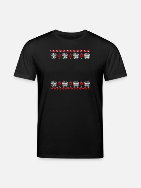 Ugly Sweater Christmas Pattern Snowflakes Cool - Stanley/Stella CREATOR Unisex Organic T-Shirt - black