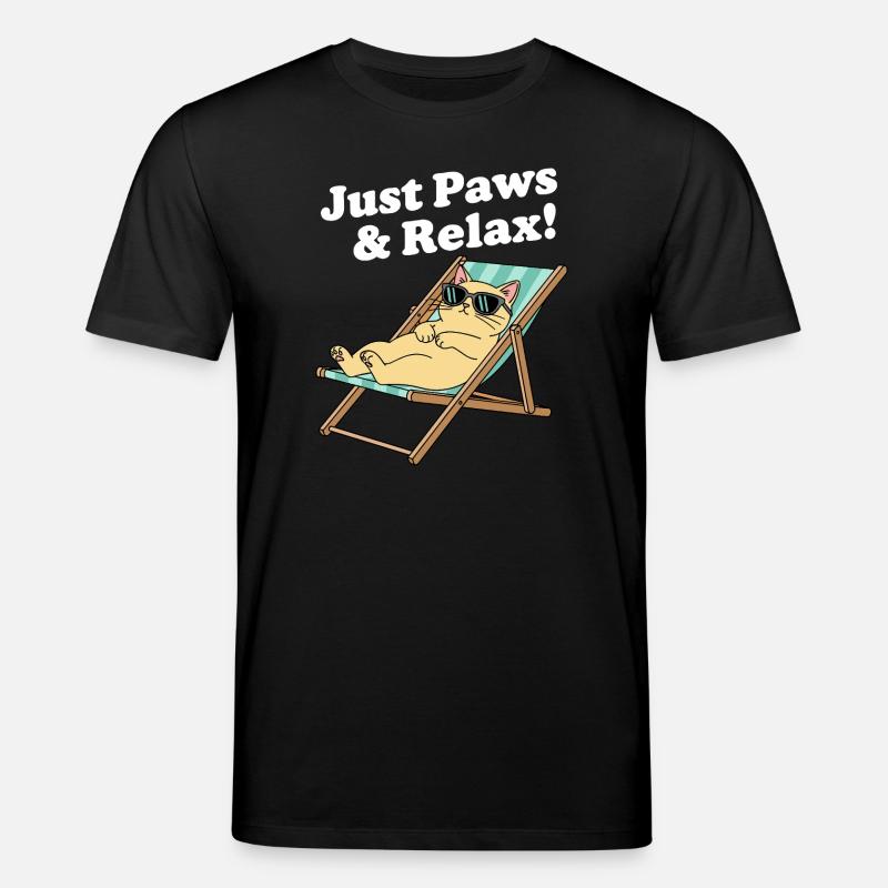 Relax Katze im Liegestuhl - Stanley/Stella Unisex Bio-T-Shirt CREATOR  - Schwarz