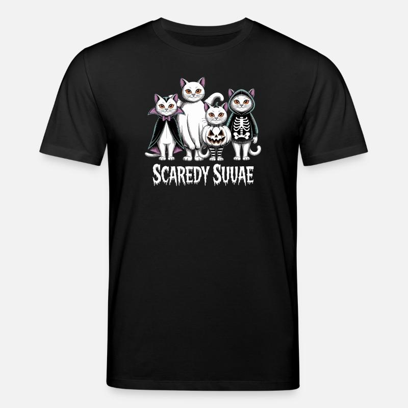 Scaredy Suvae Motif Chats D’Halloween - T-shirt bio CREATOR Stanley/Stella Unisexe - noir