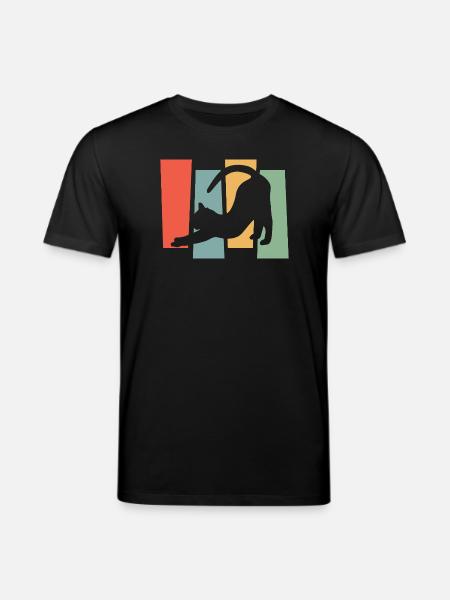 Katzen-Silhouette vor Farbblöcken - Stanley/Stella Unisex Bio-T-Shirt CREATOR  - Schwarz