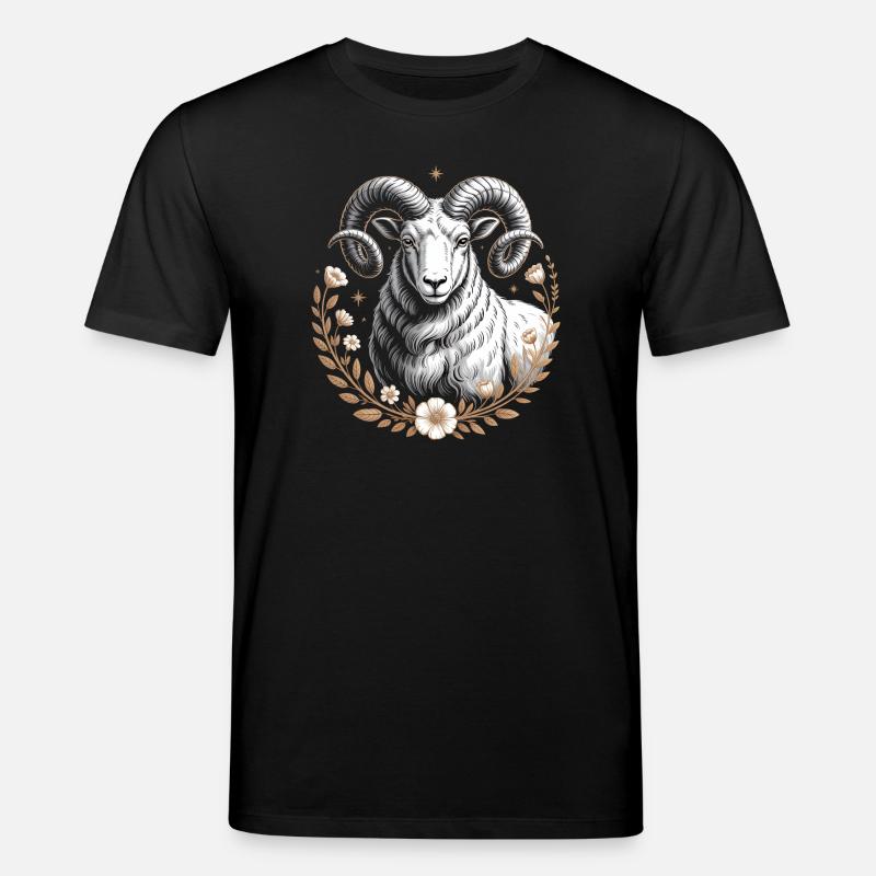 Widder Sternzeichen Mit Blumen Und Sternen - Stanley/Stella Unisex Bio-T-Shirt CREATOR  - Schwarz