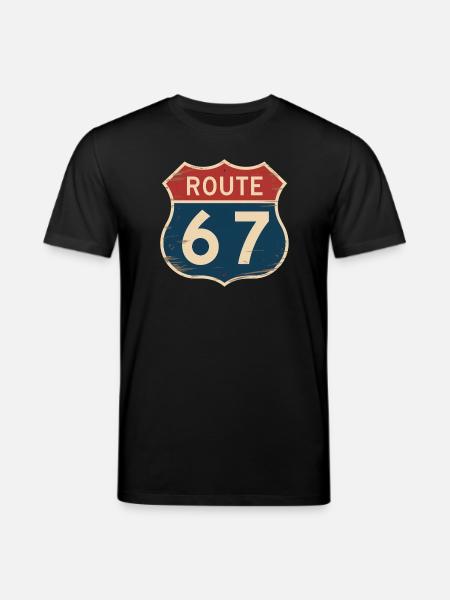 Route 67 Vintage Highway Sign Retro Road Trip - Stanley/Stella CREATOR Unisex Organic T-Shirt - black
