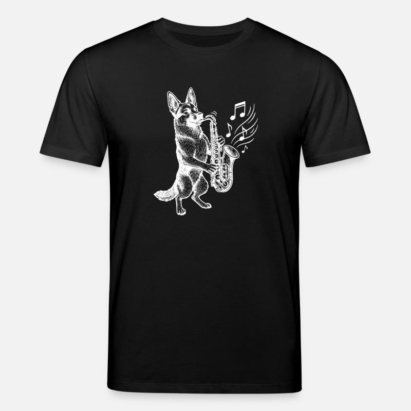 Deutscher Schäferhund Saxophon Art Hund - Stanley/Stella Unisex Bio-T-Shirt CREATOR  - Schwarz