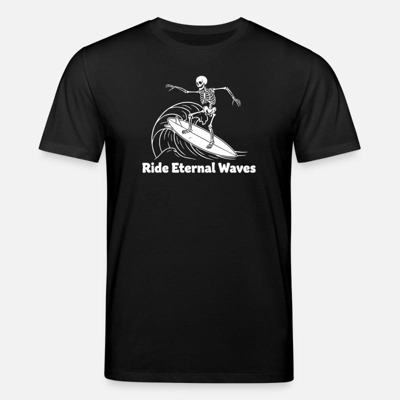 Skeleton Surfer Vagues éternelles - T-shirt bio CREATOR Stanley/Stella Unisexe - noir