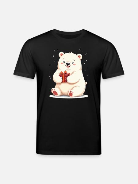 Niedlicher Eisbär mit Geschenkillustration - Stanley/Stella Unisex Bio-T-Shirt CREATOR  - Schwarz