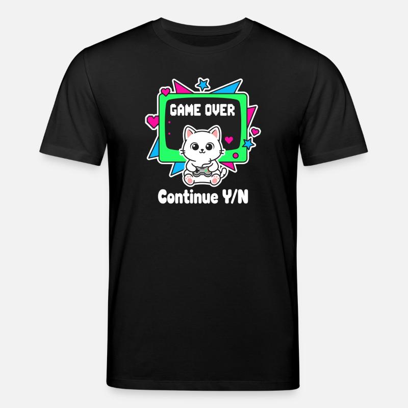 Retro Katzen Controller Game Over - Stanley/Stella Unisex Bio-T-Shirt CREATOR  - Schwarz