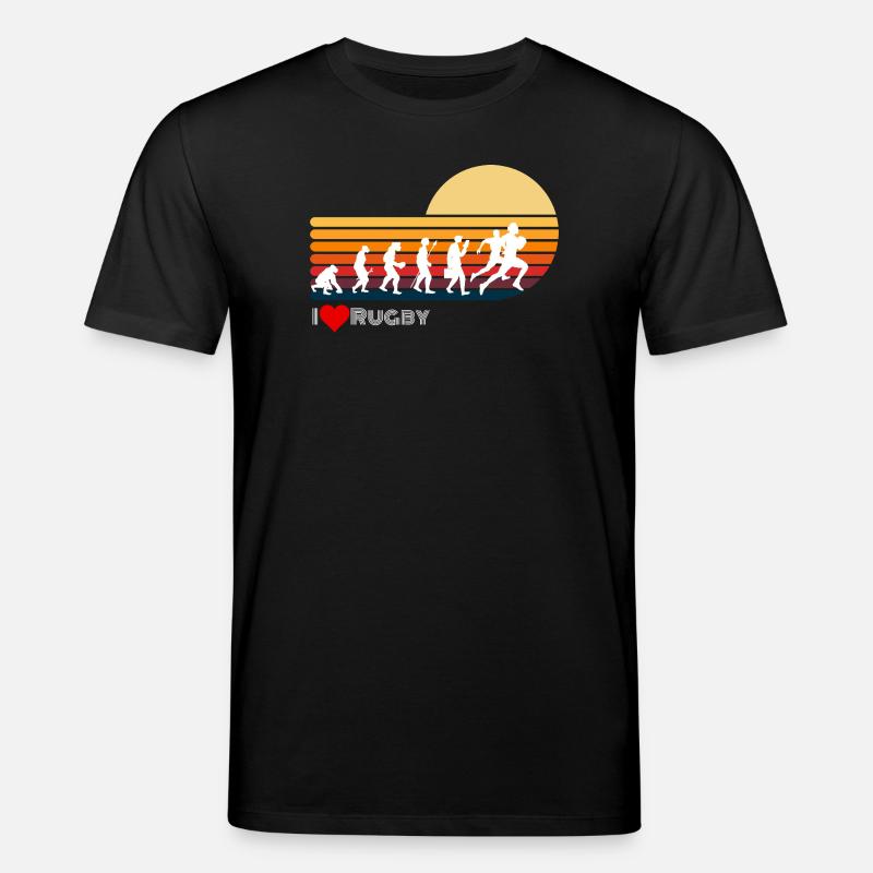 Rugby Retro Evolution Sonnenuntergang - Stanley/Stella Unisex Bio-T-Shirt CREATOR - Schwarz