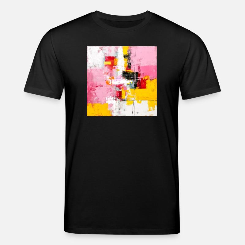 Abstrakte Farbblöcke Pink Gelb - Stanley/Stella Unisex Bio-T-Shirt CREATOR - Schwarz