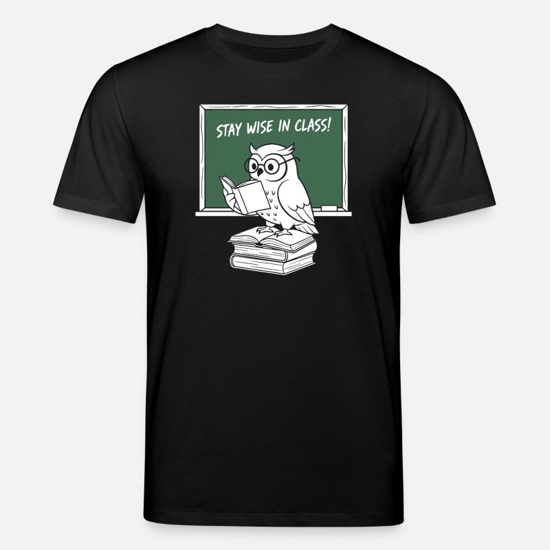Wise owl reading in class - Stanley/Stella CREATOR Unisex Organic T-Shirt - black