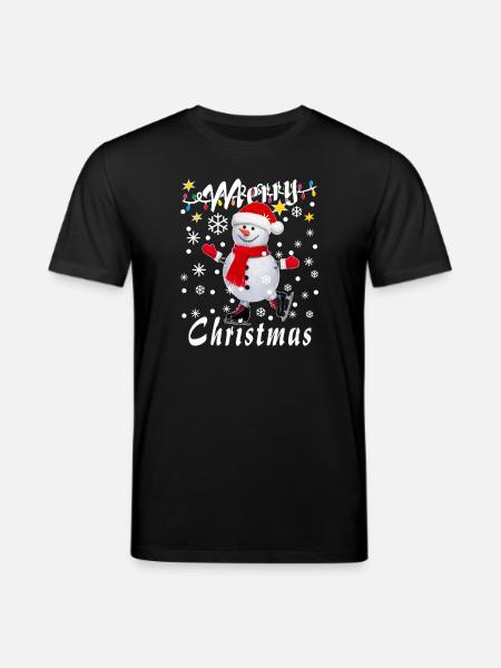 Snowman Merry Christmas - Stanley/Stella CREATOR Unisex Organic T-Shirt - black