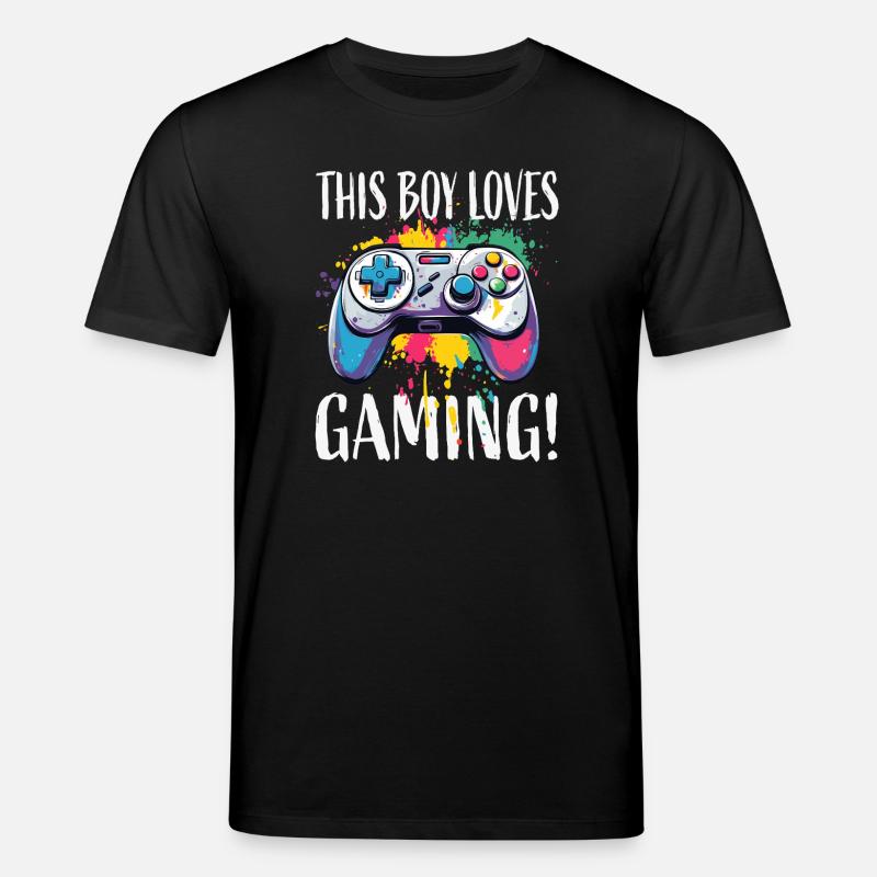 Junge liebt Gaming – bunte Controller-Splash - Stanley/Stella Unisex Bio-T-Shirt CREATOR  - Schwarz