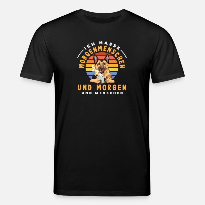 Ich hasse Morgenmenschen Kaffee Hund - Stanley/Stella Unisex Bio-T-Shirt CREATOR  - Schwarz