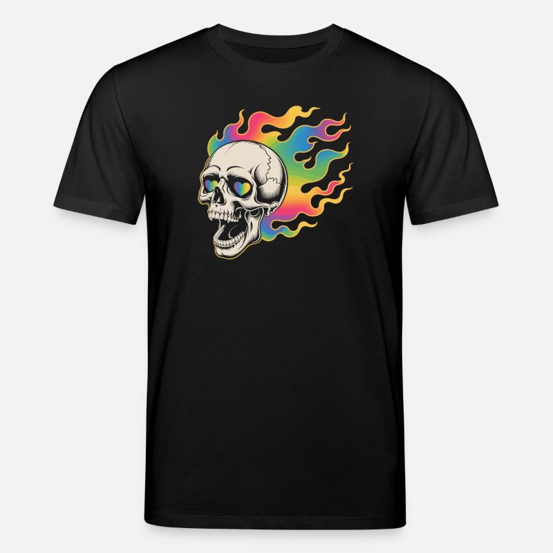 Psychedelic skull in fire design - Stanley/Stella CREATOR Unisex Organic T-Shirt - black