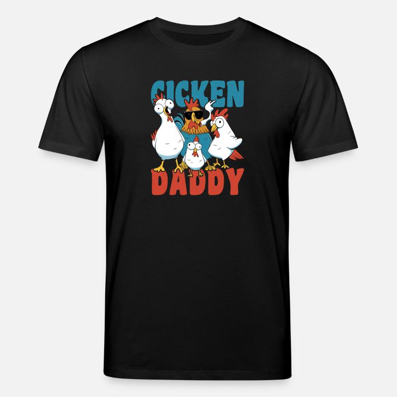 Poulet papa, poulets drôles, fermier, fermier - T-shirt bio CREATOR Stanley/Stella Unisexe - noir