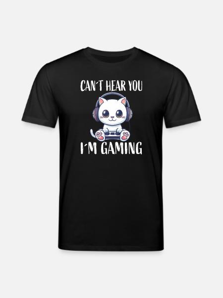 Gaming Katze mit Kopfhörern - Stanley/Stella Unisex Bio-T-Shirt CREATOR - Schwarz